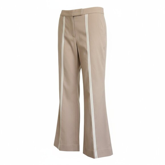 Catherine Malandrino Tan Wide-Leg Trousers Ribbon Front Detail Flat Front Pants - Picture 1 of 11